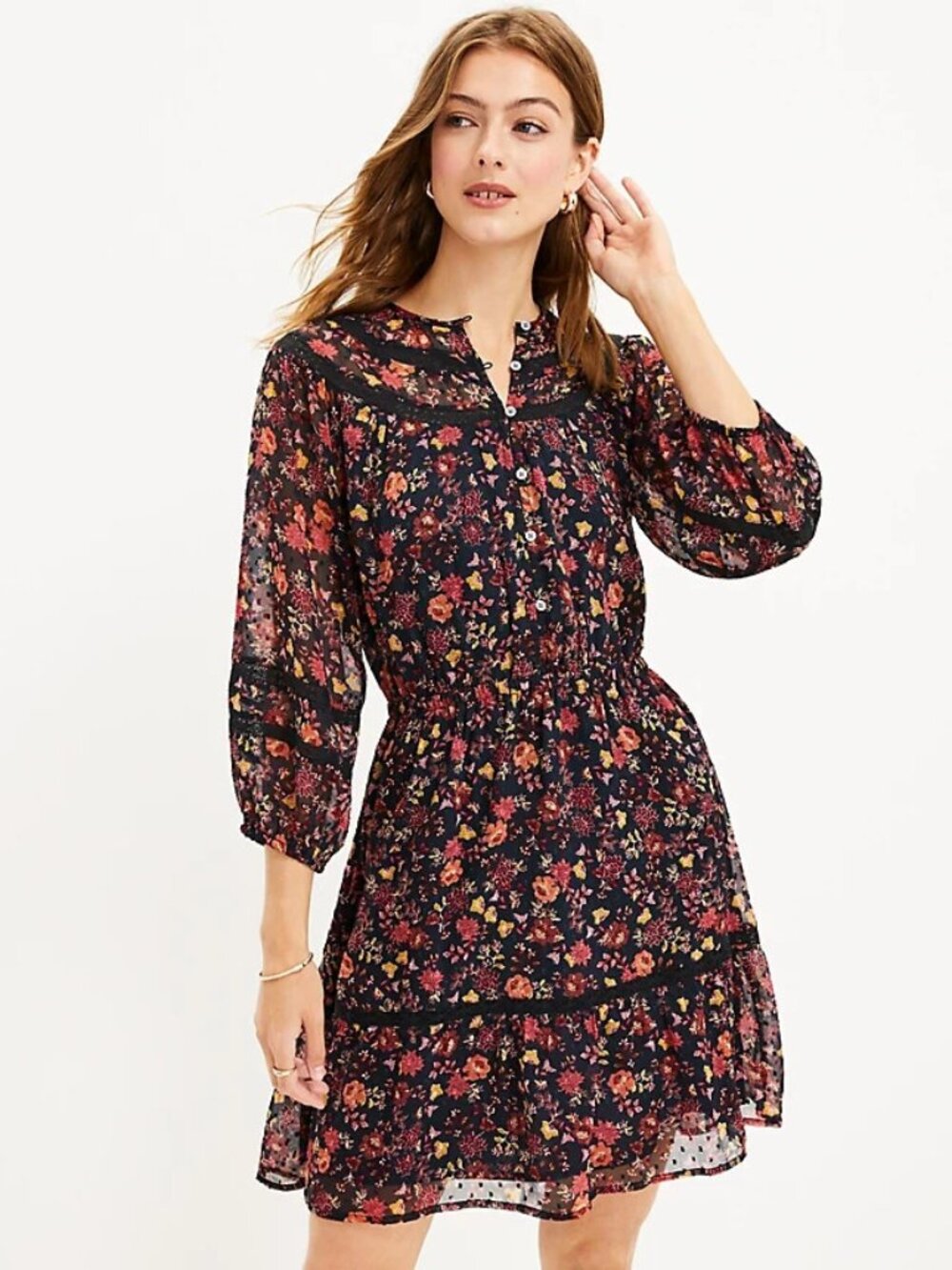 LOFT Tiered Fall Dress L